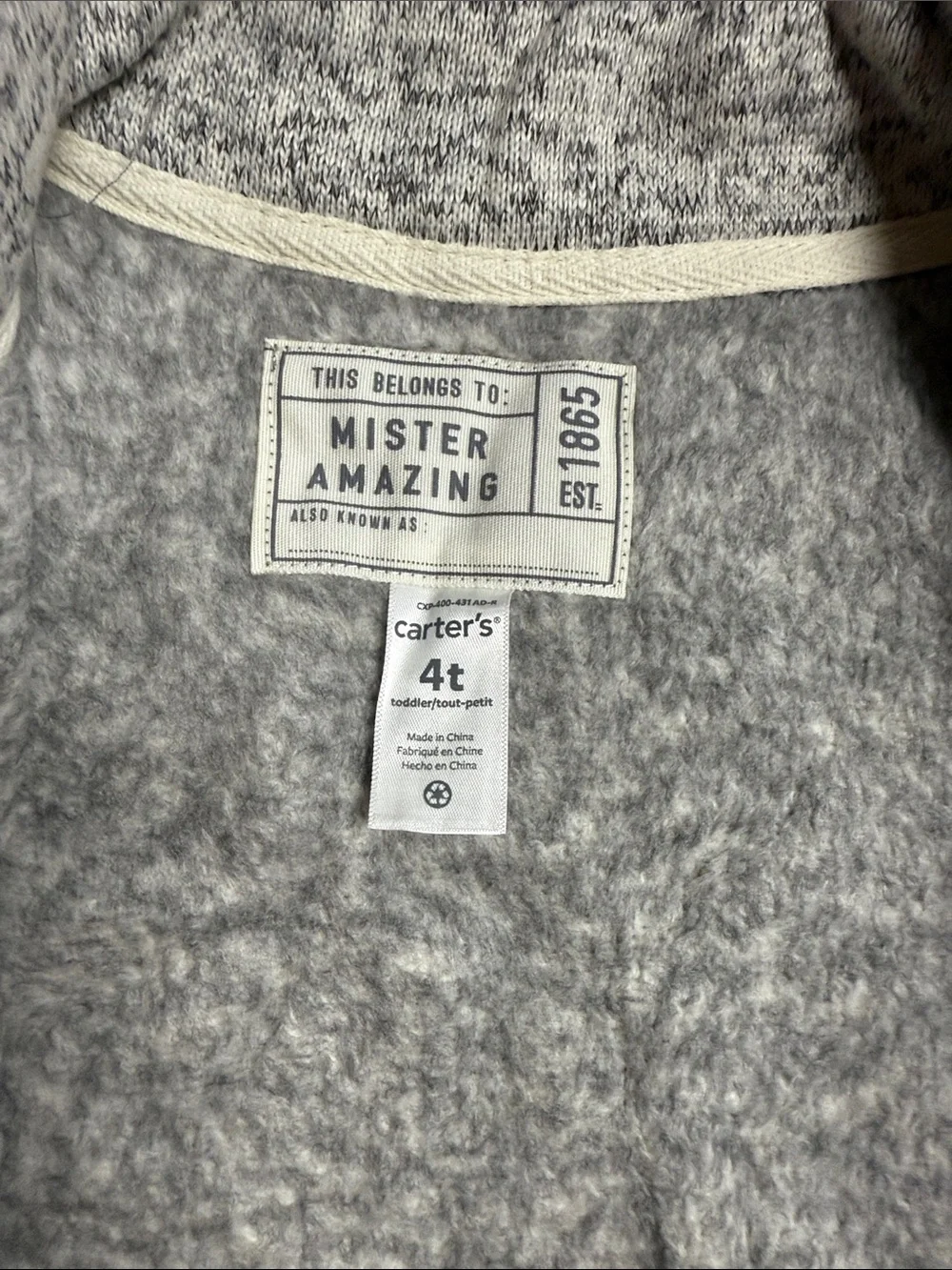 Carter's Heather Gray Fleece Zip Front Vest